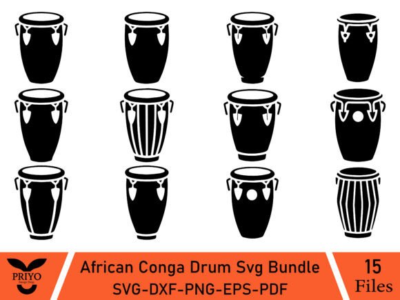 African Conga Drum Svg Bundle: Graphics for Crafts