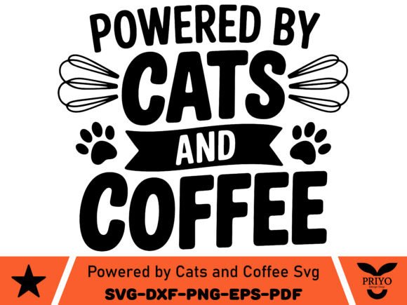 Cat & Coffee Graphics for Crafts and Brand Identity