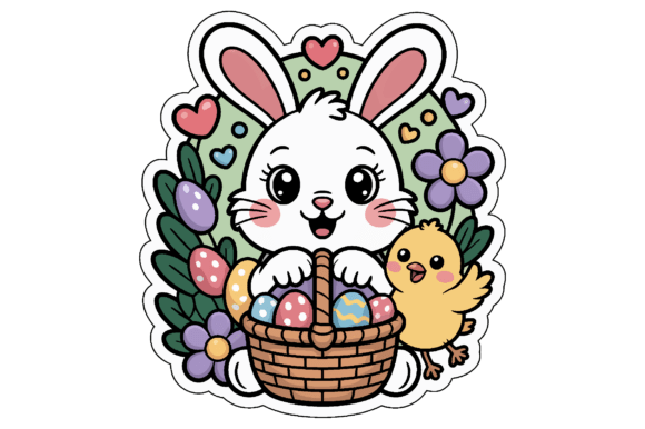 Cute Easter Bunny Chick SVG Clipart for Crafts