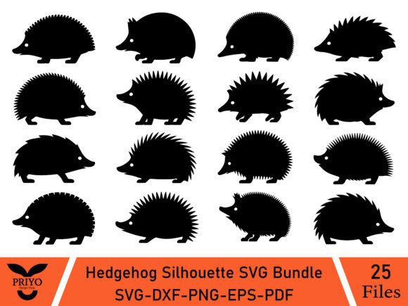 Hedgehog Silhouette SVG Bundle for Graphics and Crafts