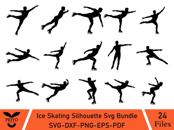 Ice Skating Silhouette Svg Bundle: Graphics & Crafts