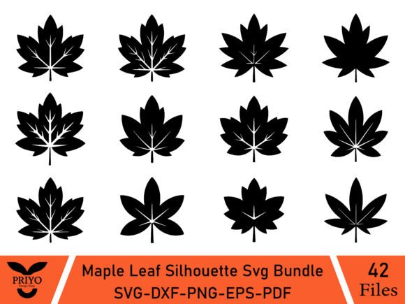 Maple Leaf Silhouette SVG Bundle: Graphics & Crafts